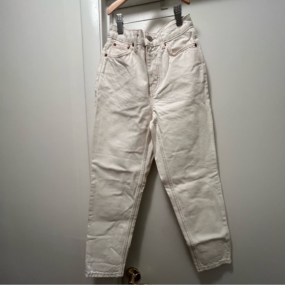 Topshop High Waist Crop Mom Jean - Ivory - Picture 3 of 6
